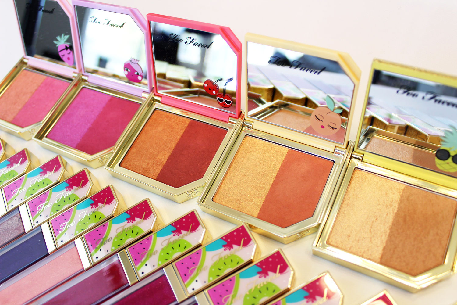 Too Faced Tutti Frutti Cocktail Blush Duo and Bronzer Highlighting Duo review and swatches