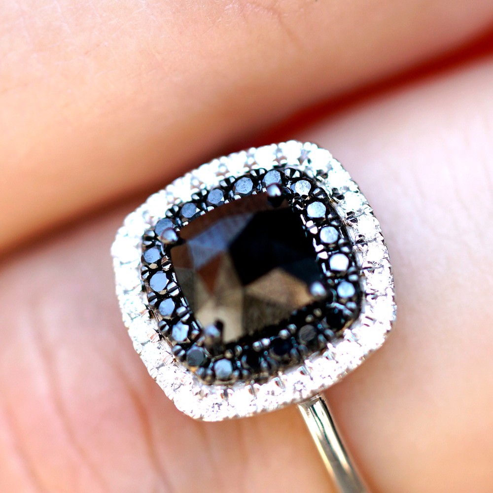 Rose Cut Black Diamond Ring 14K