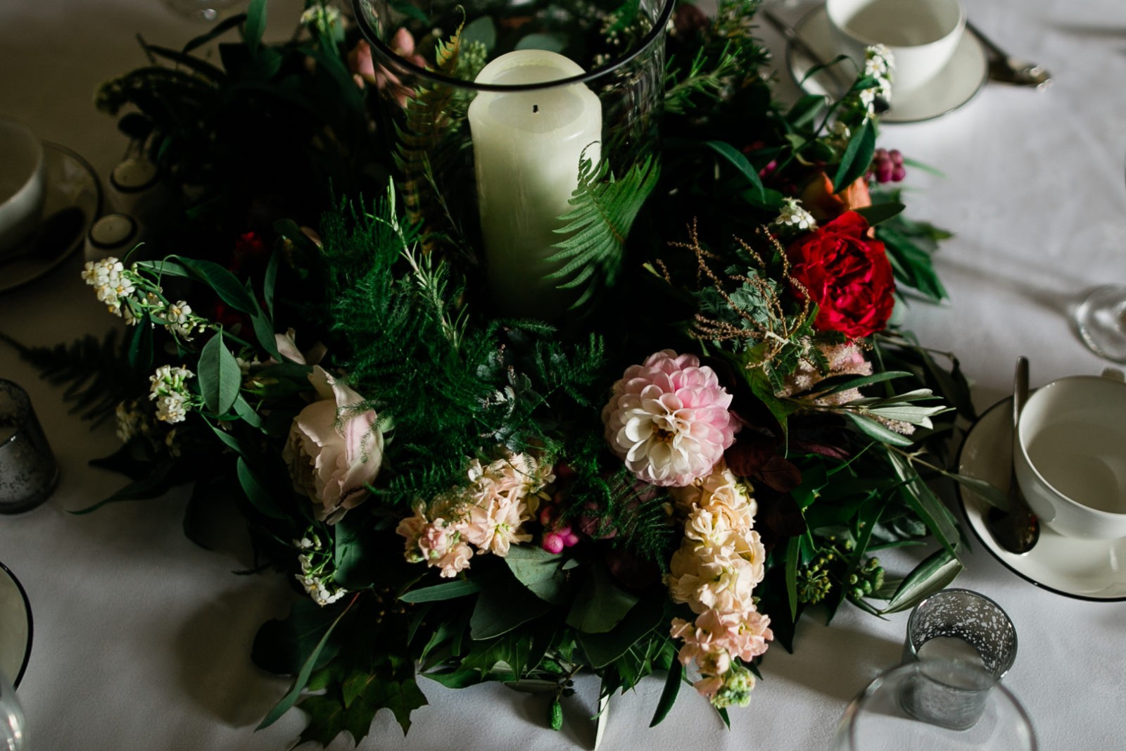Narcissus Flowers - Wild and Beautiful - Burgundy Red Pink and Green Wedding Decor at My Beauty Bunny's Scotland Wedding