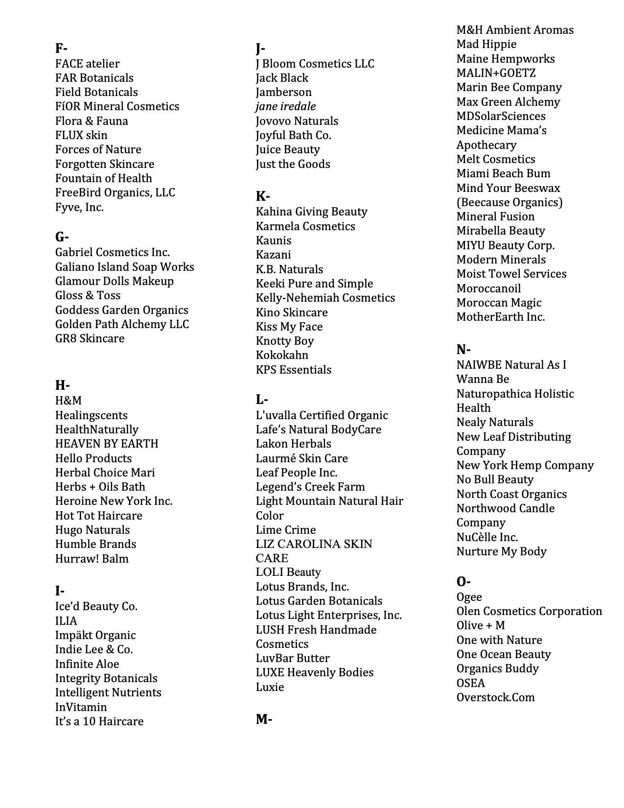 Companies who endorse the Humane Cosmetics Act - 2 of 3