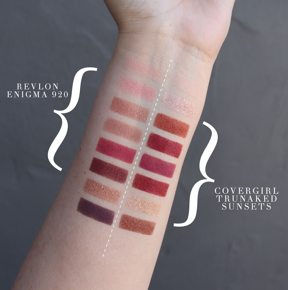 Cruelty free Covergirl dupe for Revlon eyeshadow palette swatches