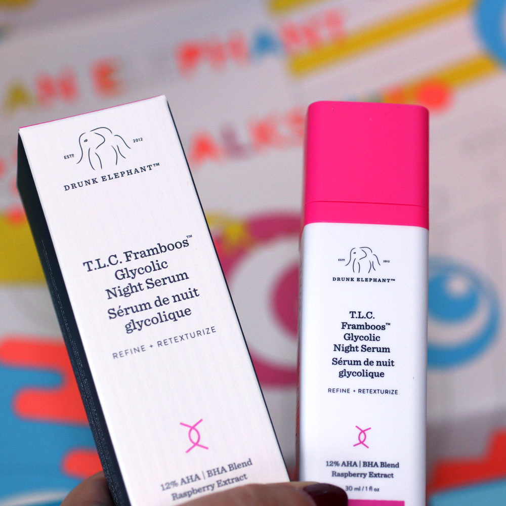 Cruelty free Drunk Elephant TLC Framboos glycolic acid night serum