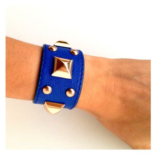 blue faux leather cuff