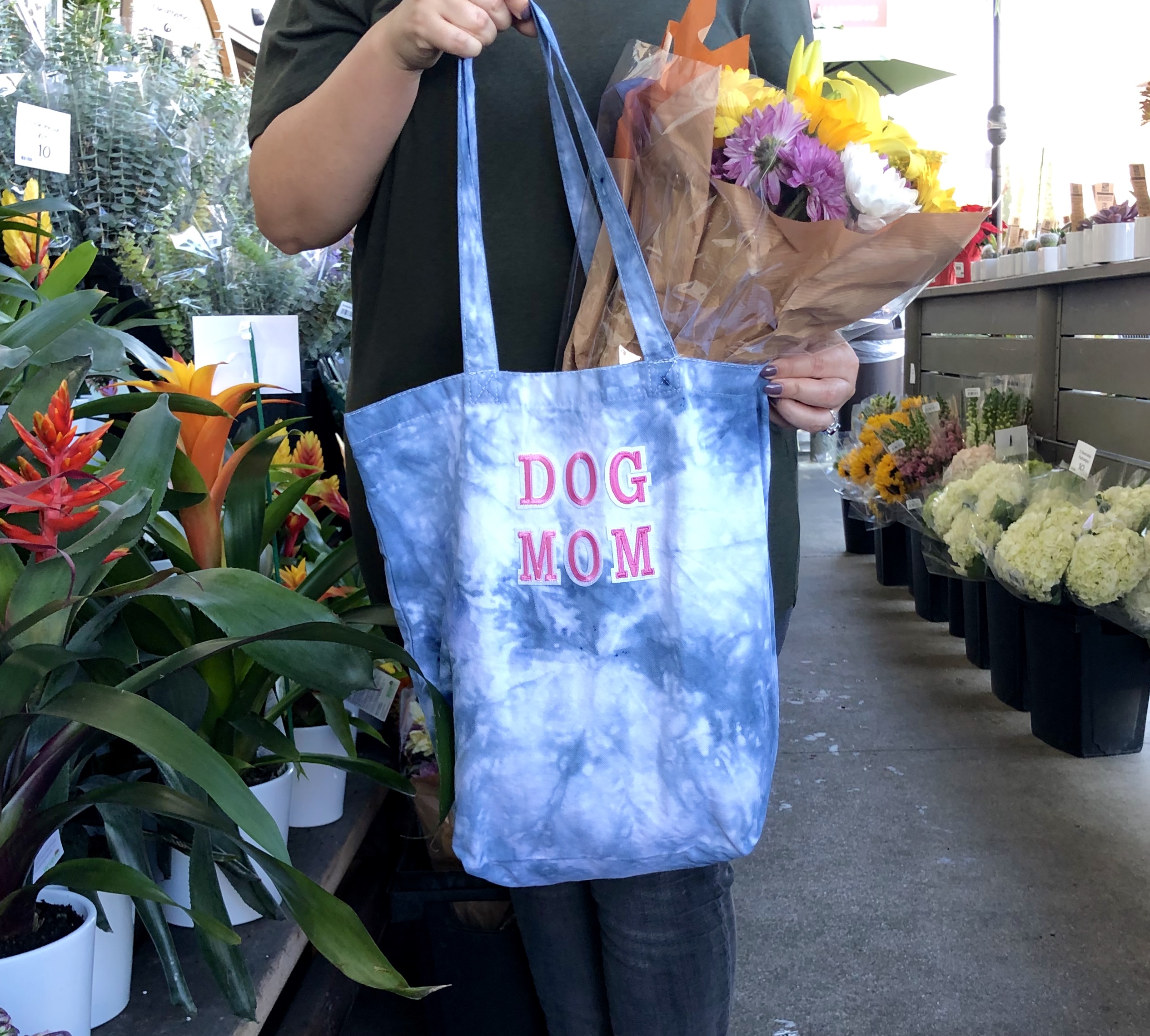 Woman Owned Holiday Gift Guide 2019 - BFFs & Babes Dog Mom Tie Dye Tote Bag