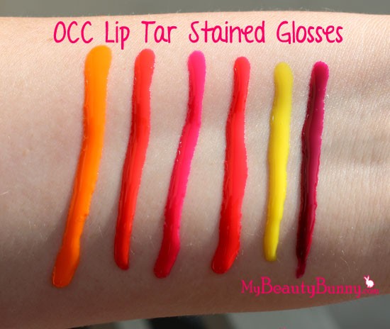 OCC Lip Tar Stained Gloss Swatches