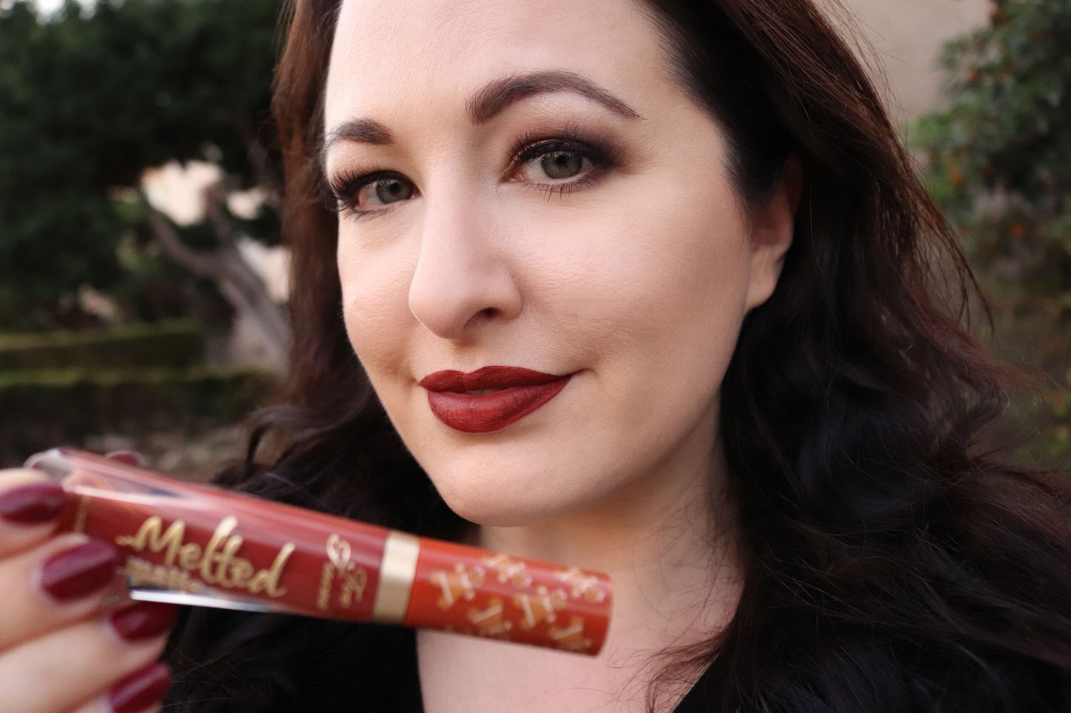Too Faced Gingerbread Girl Melted Matte Lipstick Holiday 2019 - try on and swatch