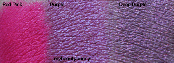 Nyx Red Pink, Purple and Deep Purple